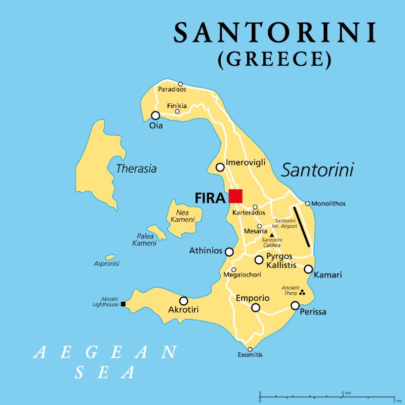希腊圣托里尼岛地图