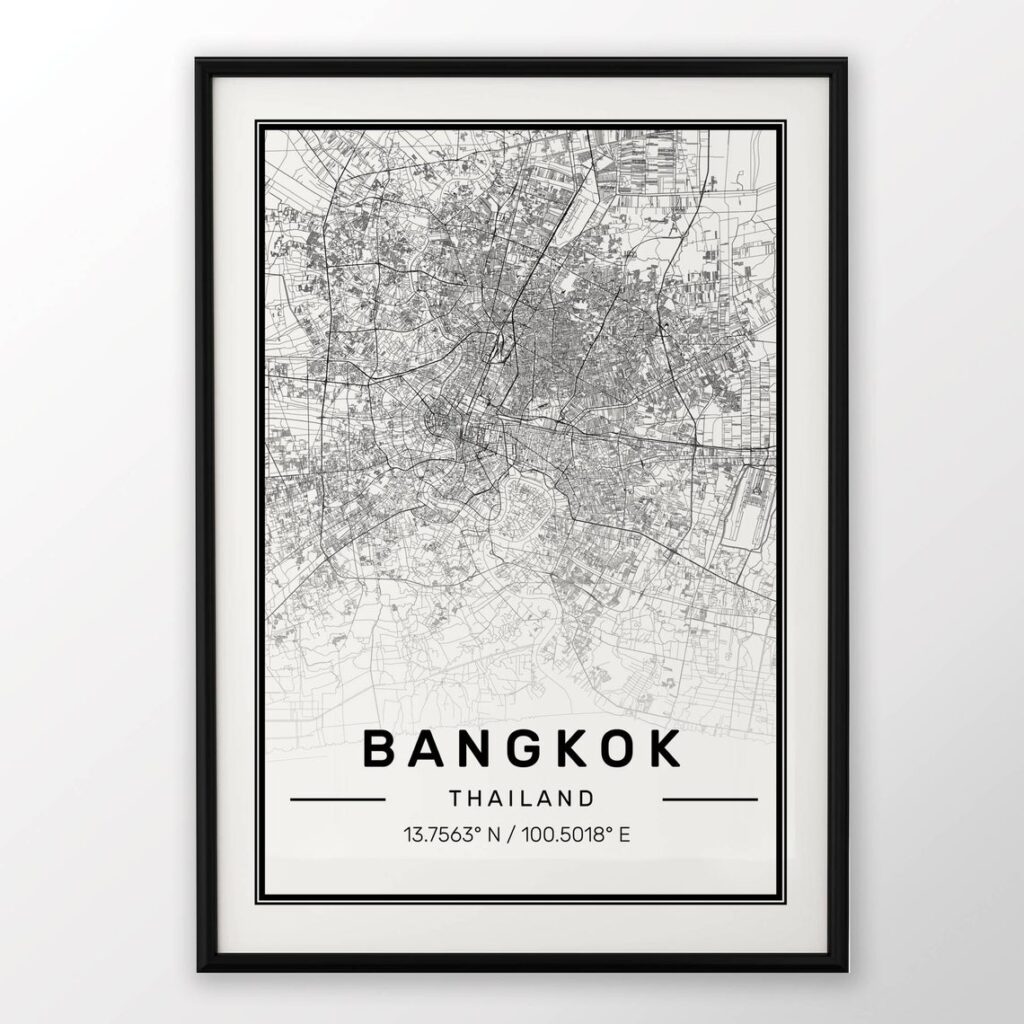 曼谷地图旅游海报