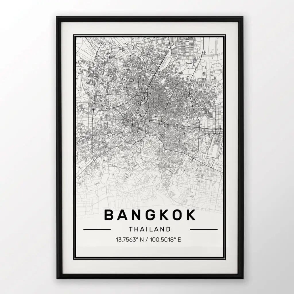 曼谷地图旅游海报